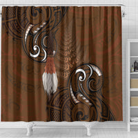 New Zealand Taiaha Shower Curtain Maori Weapon Silver Fern Maori Pattern