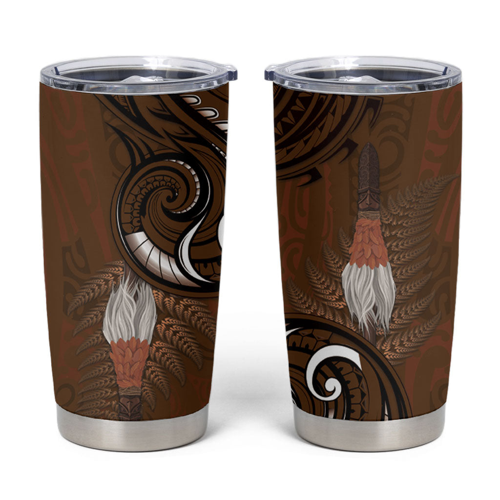 New Zealand Taiaha Tumbler Cup Maori Weapon Silver Fern Maori Pattern