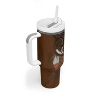 New Zealand Taiaha Tumbler With Handle Maori Weapon Silver Fern Maori Pattern