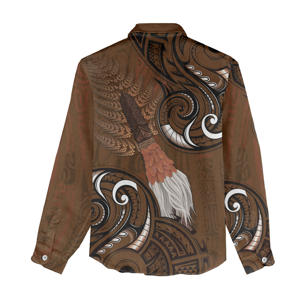 New Zealand Taiaha Women Casual Shirt Maori Weapon Silver Fern Maori Pattern