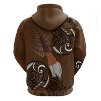 New Zealand Taiaha Zip Hoodie Maori Weapon Silver Fern Maori Pattern