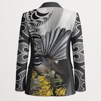 New Zealand Fantail Bird Blazer Maori Piwakawaka Kowhai Maori Pattern