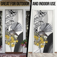 New Zealand Fantail Bird Door Cover Maori Piwakawaka Kowhai Maori Pattern