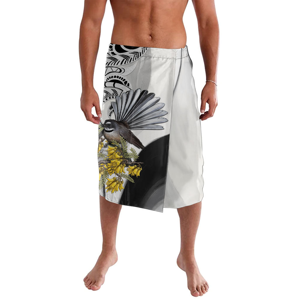 New Zealand Fantail Bird Lavalava Maori Piwakawaka Kowhai Maori Pattern LT22 Grey - Polynesian Pride