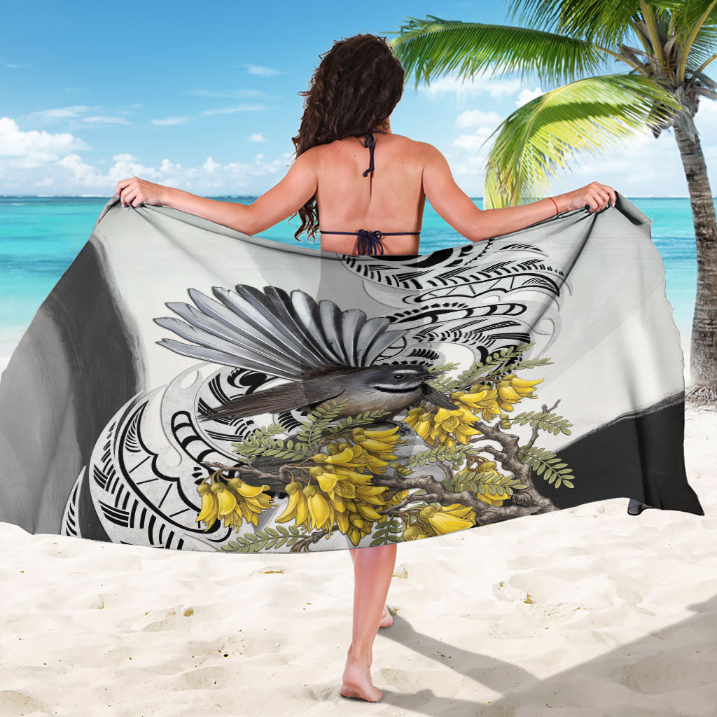 New Zealand Fantail Bird Sarong Maori Piwakawaka Kowhai Maori Pattern