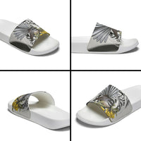 New Zealand Fantail Bird Slide Sandals Maori Piwakawaka Kowhai Maori Pattern
