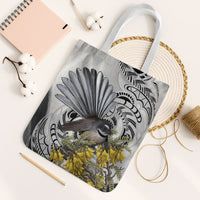 New Zealand Fantail Bird Tote Bag Maori Piwakawaka Kowhai Maori Pattern