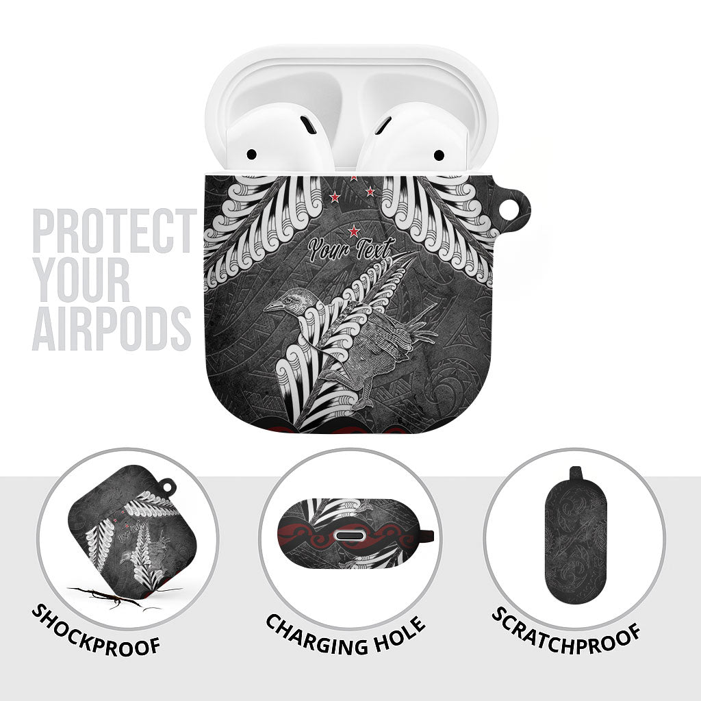 New Zealand Weka Personalised AirPods Case Aotearoa Hen Silver Fern Maori Pattern