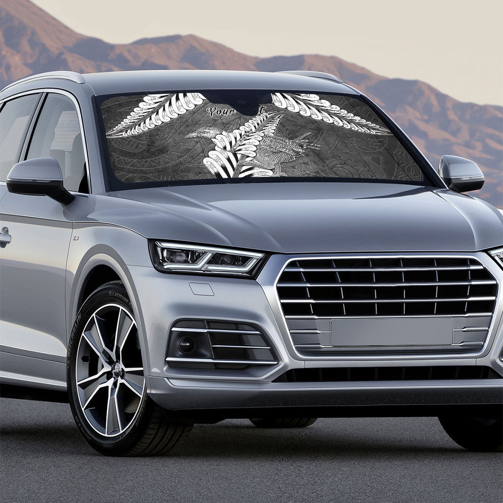 New Zealand Weka Personalised Auto Sun Shade Aotearoa Hen Silver Fern Maori Pattern LT22 - Polynesian Pride