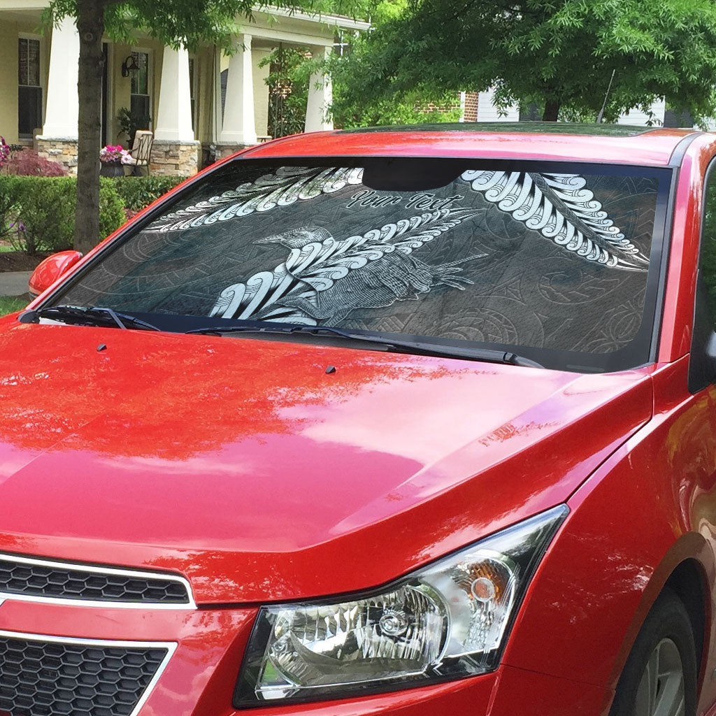 New Zealand Weka Personalised Auto Sun Shade Aotearoa Hen Silver Fern Maori Pattern LT22 - Polynesian Pride