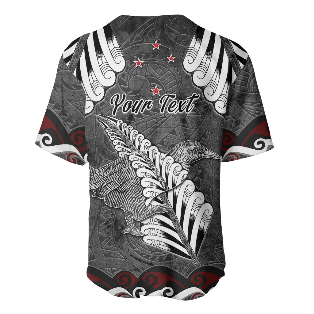 New Zealand Weka Personalised Baseball Jersey Aotearoa Hen Silver Fern Maori Pattern
