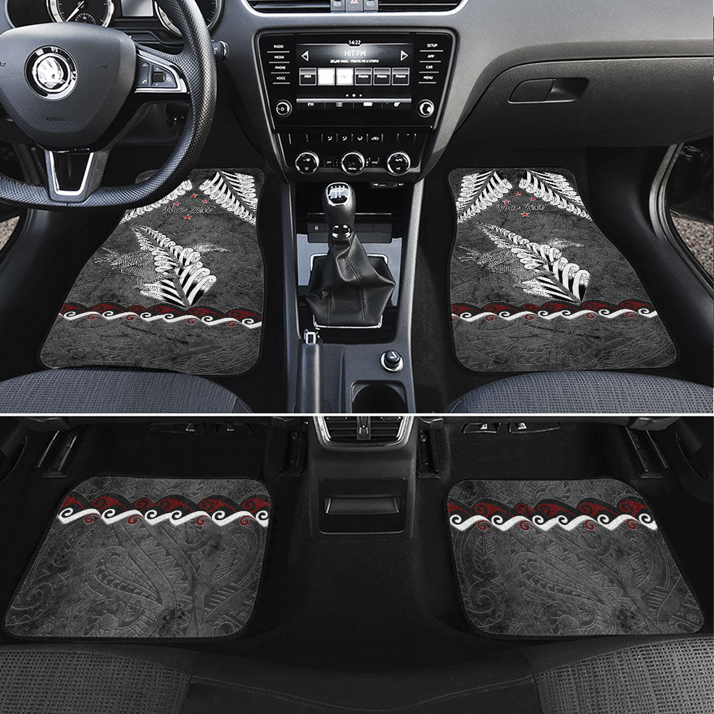 New Zealand Weka Personalised Car Mats Aotearoa Hen Silver Fern Maori Pattern