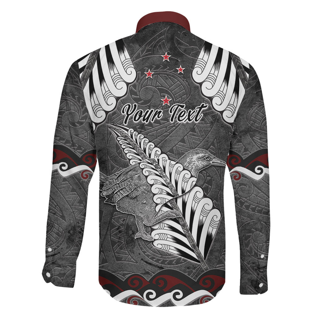 New Zealand Weka Personalised Family Matching Long Sleeve Bodycon Dress and Hawaiian Shirt Aotearoa Hen Silver Fern Maori Pattern LT22 - Polynesian Pride