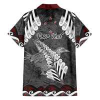 New Zealand Weka Personalised Family Matching Off The Shoulder Long Sleeve Dress and Hawaiian Shirt Aotearoa Hen Silver Fern Maori Pattern LT22 - Polynesian Pride
