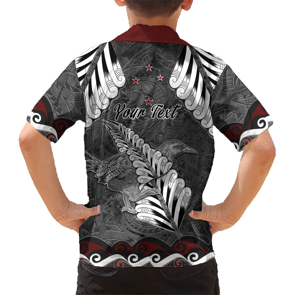 New Zealand Weka Personalised Family Matching Summer Maxi Dress and Hawaiian Shirt Aotearoa Hen Silver Fern Maori Pattern LT22 - Polynesian Pride