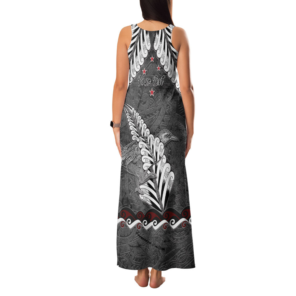 New Zealand Weka Personalised Family Matching Tank Maxi Dress and Hawaiian Shirt Aotearoa Hen Silver Fern Maori Pattern LT22 - Polynesian Pride
