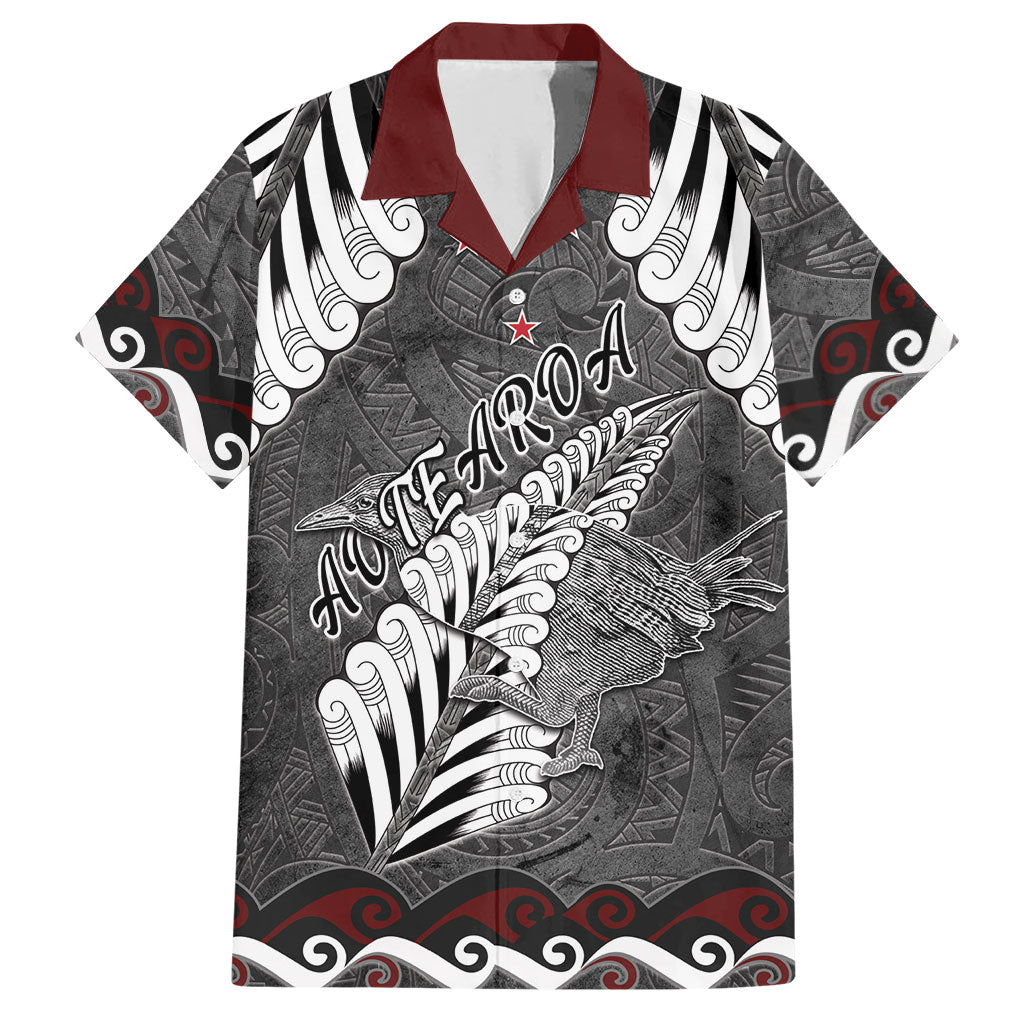 New Zealand Weka Personalised Hawaiian Shirt Aotearoa Hen Silver Fern Maori Pattern