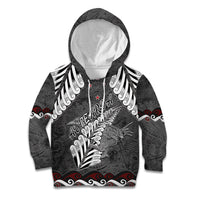 New Zealand Weka Personalised Kid Hoodie Aotearoa Hen Silver Fern Maori Pattern