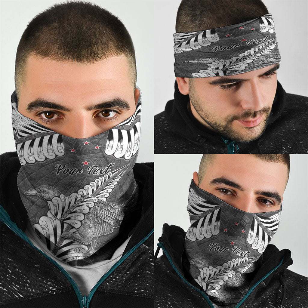 New Zealand Weka Personalised Neck Gaiter Aotearoa Hen Silver Fern Maori Pattern