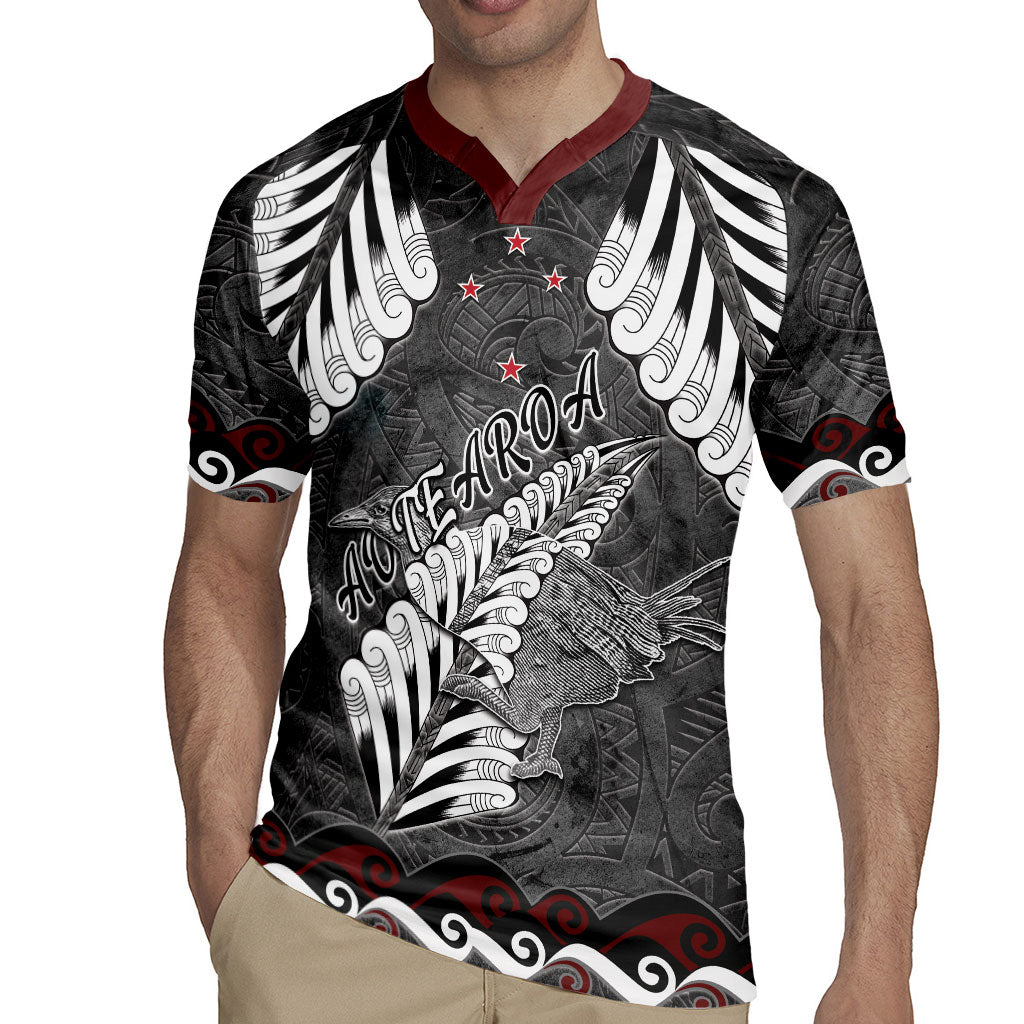 New Zealand Weka Personalised Rugby Jersey Aotearoa Hen Silver Fern Maori Pattern