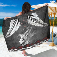 New Zealand Weka Personalised Sarong Aotearoa Hen Silver Fern Maori Pattern LT22 One Size 44 x 66 inches Black - Polynesian Pride