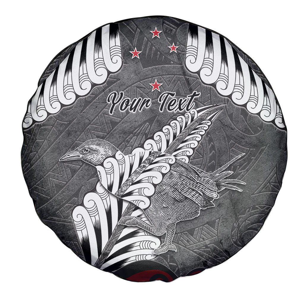 New Zealand Weka Personalised Spare Tire Cover Aotearoa Hen Silver Fern Maori Pattern