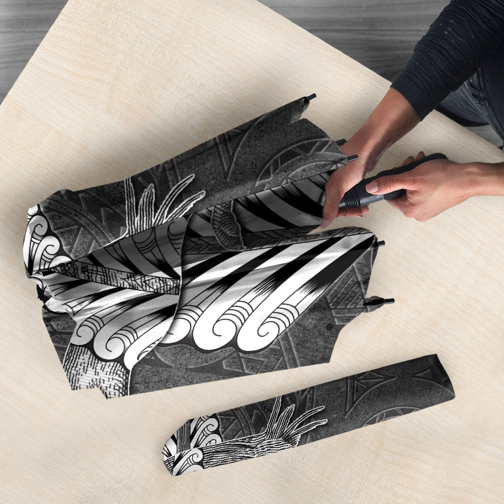 New Zealand Weka Personalised Umbrella Aotearoa Hen Silver Fern Maori Pattern