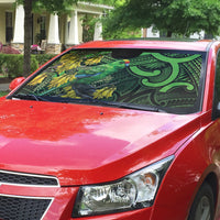 New Zealand Parakeet Bird Auto Sun Shade Maori Kakariki Kowhai Maori Pattern