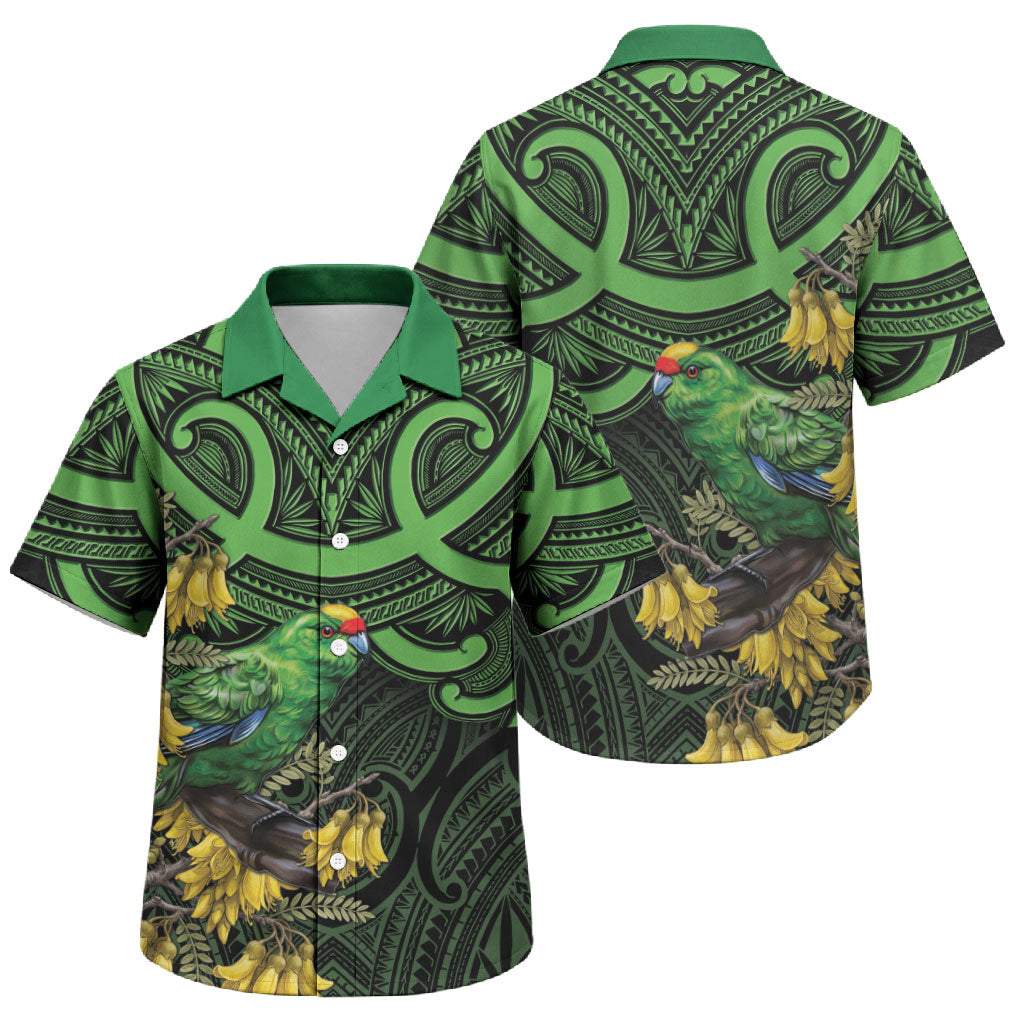 New Zealand Parakeet Bird Family Matching Mermaid Dress and Hawaiian Shirt Maori Kakariki Kowhai Maori Pattern