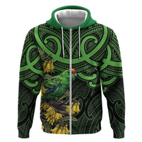 New Zealand Parakeet Bird Hoodie Maori Kakariki Kowhai Maori Pattern