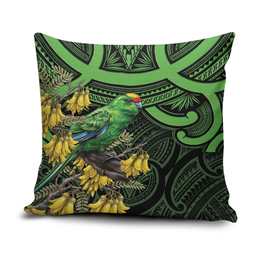 New Zealand Parakeet Bird Pillow Cover Maori Kakariki Kowhai Maori Pattern