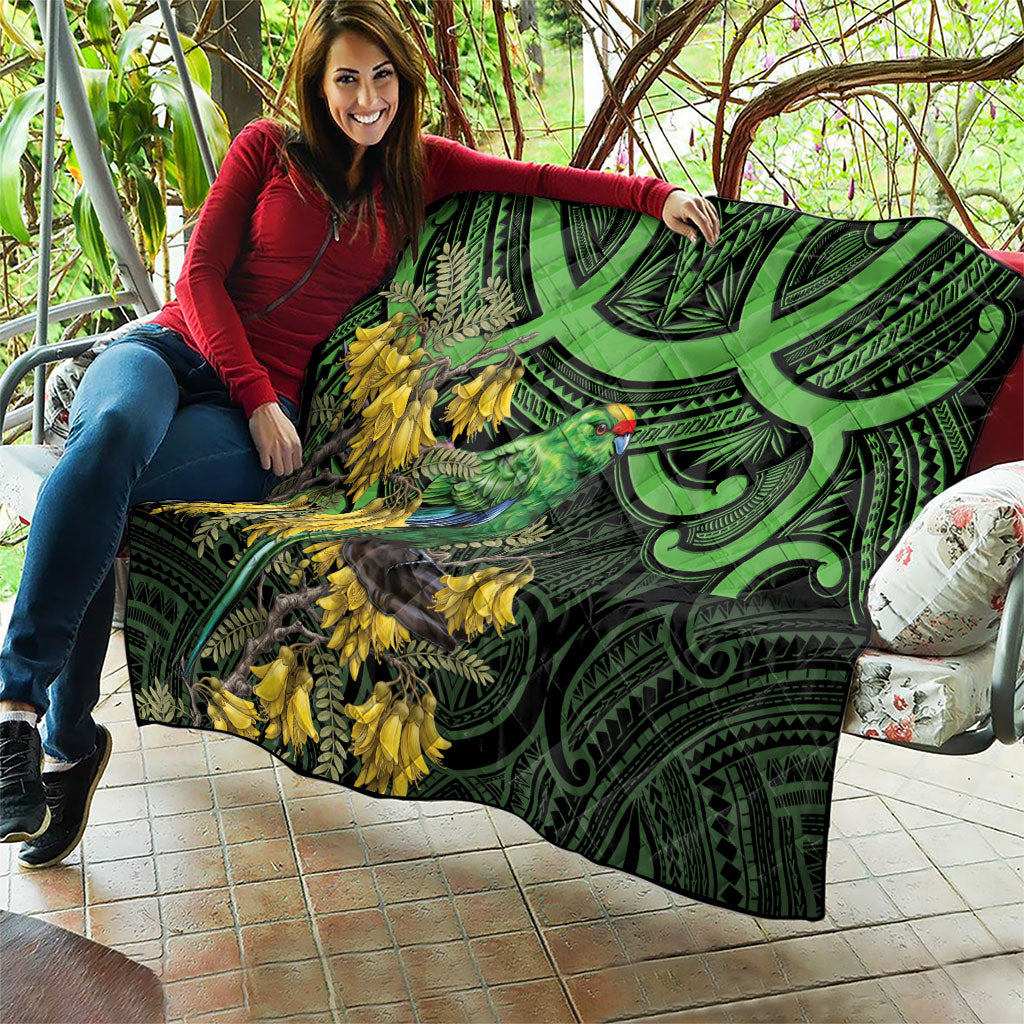 New Zealand Parakeet Bird Quilt Maori Kakariki Kowhai Maori Pattern