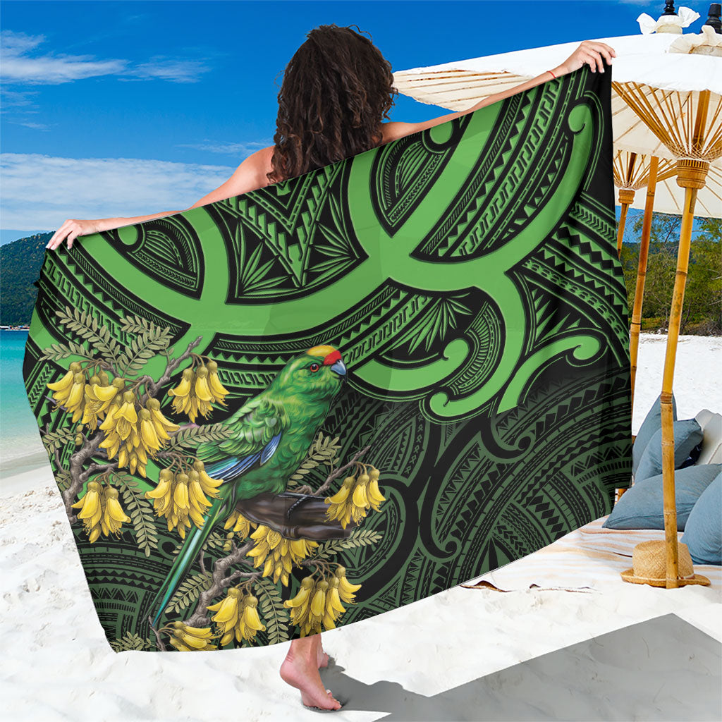 New Zealand Parakeet Bird Sarong Maori Kakariki Kowhai Maori Pattern LT22 One Size 44 x 66 inches Green - Polynesian Pride
