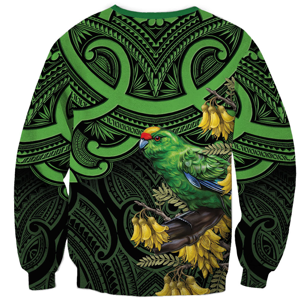 New Zealand Parakeet Bird Sweatshirt Maori Kakariki Kowhai Maori Pattern