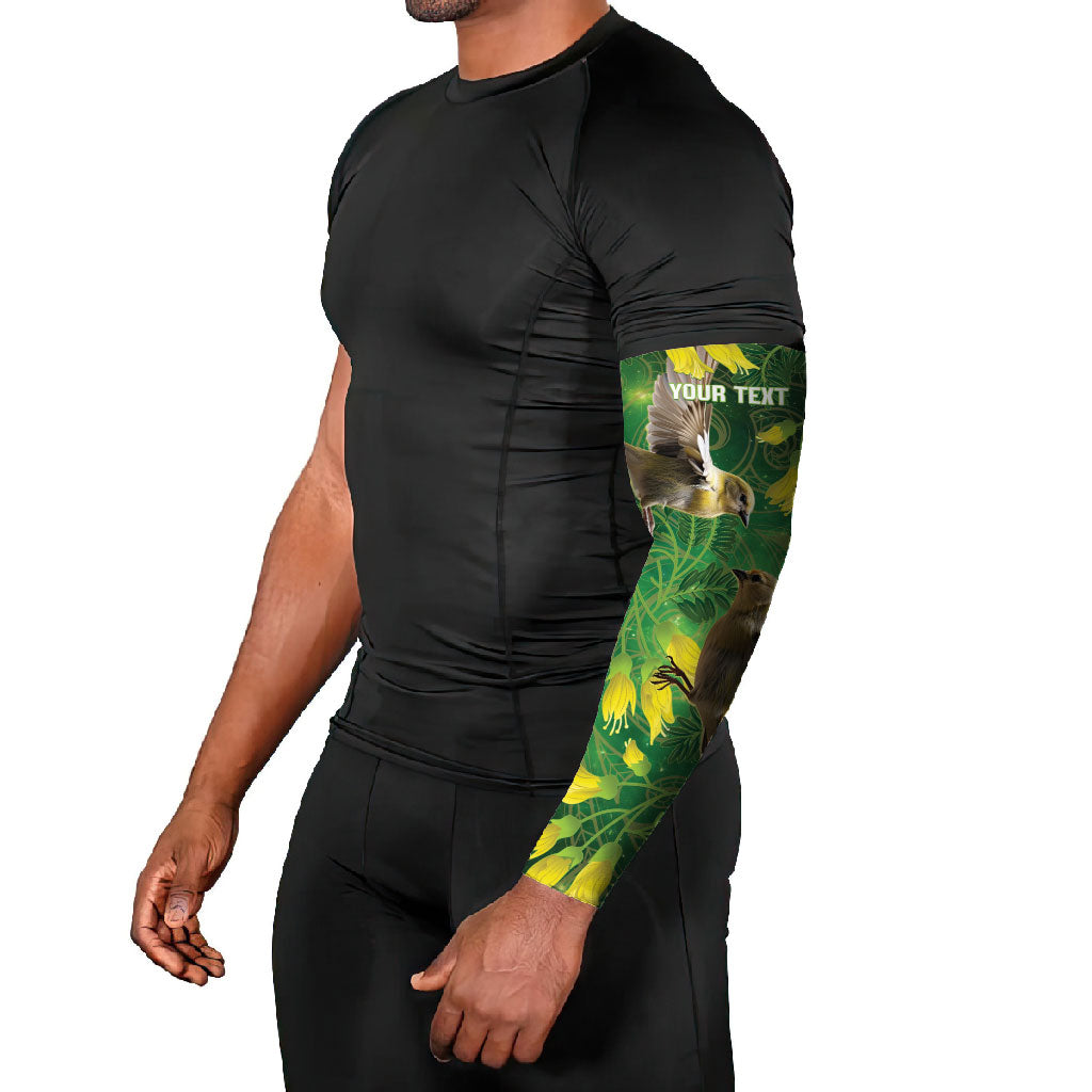 Bellbird New Zealand Personalised Arm Sleeves Kowhai Flower Maori Pattern