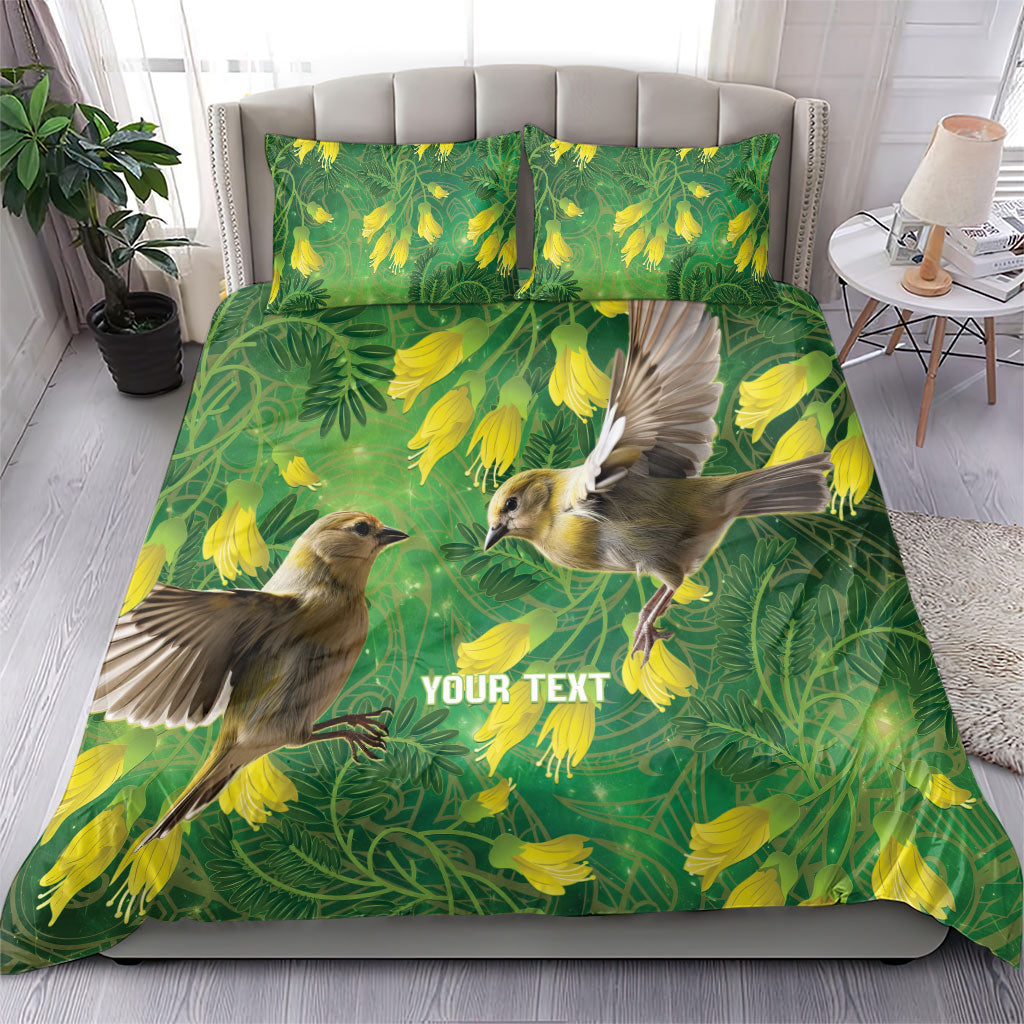 Bellbird New Zealand Personalised Bedding Set Kowhai Flower Maori Pattern