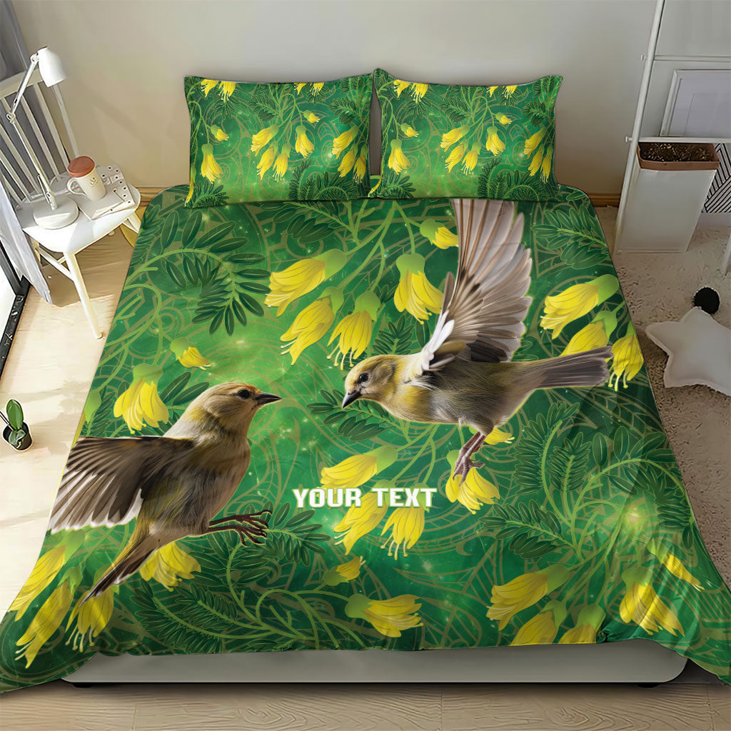 Bellbird New Zealand Personalised Bedding Set Kowhai Flower Maori Pattern