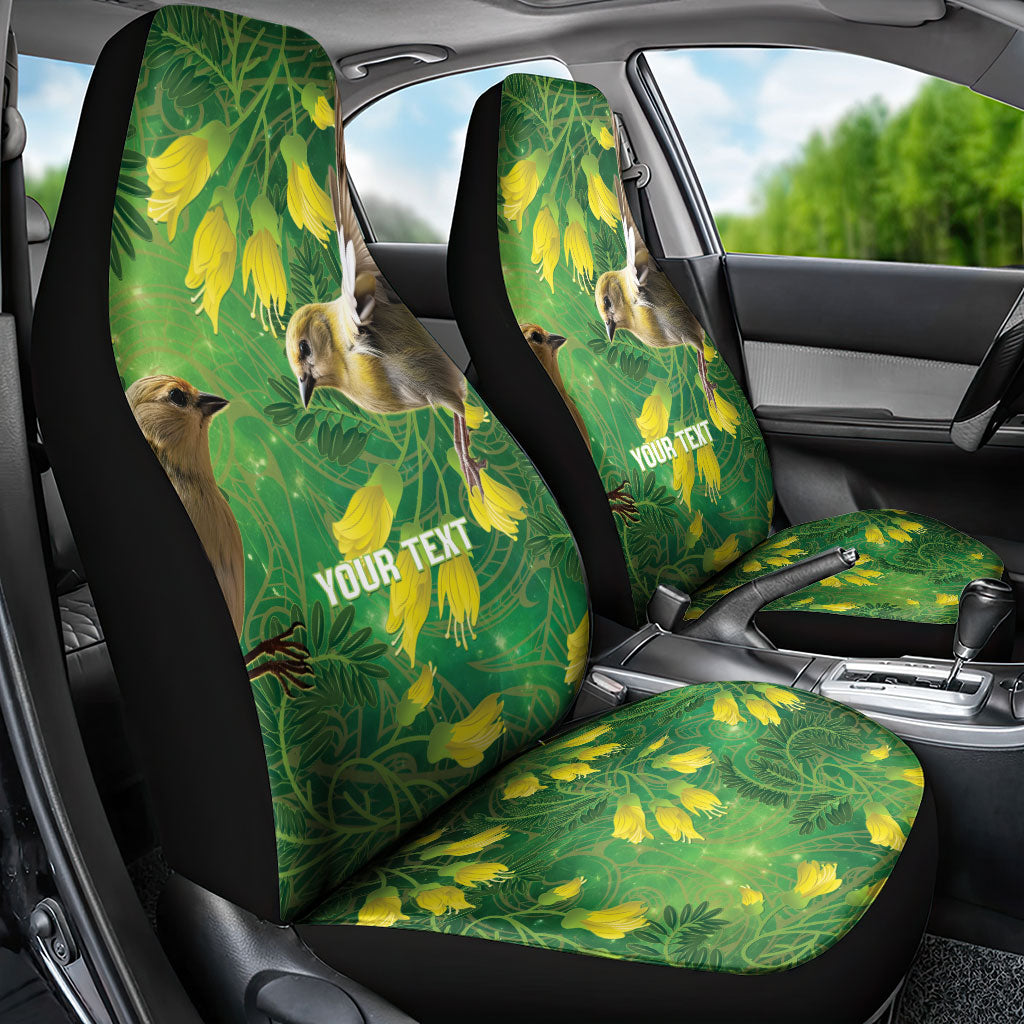 Bellbird New Zealand Personalised Car Seat Cover Kowhai Flower Maori Pattern