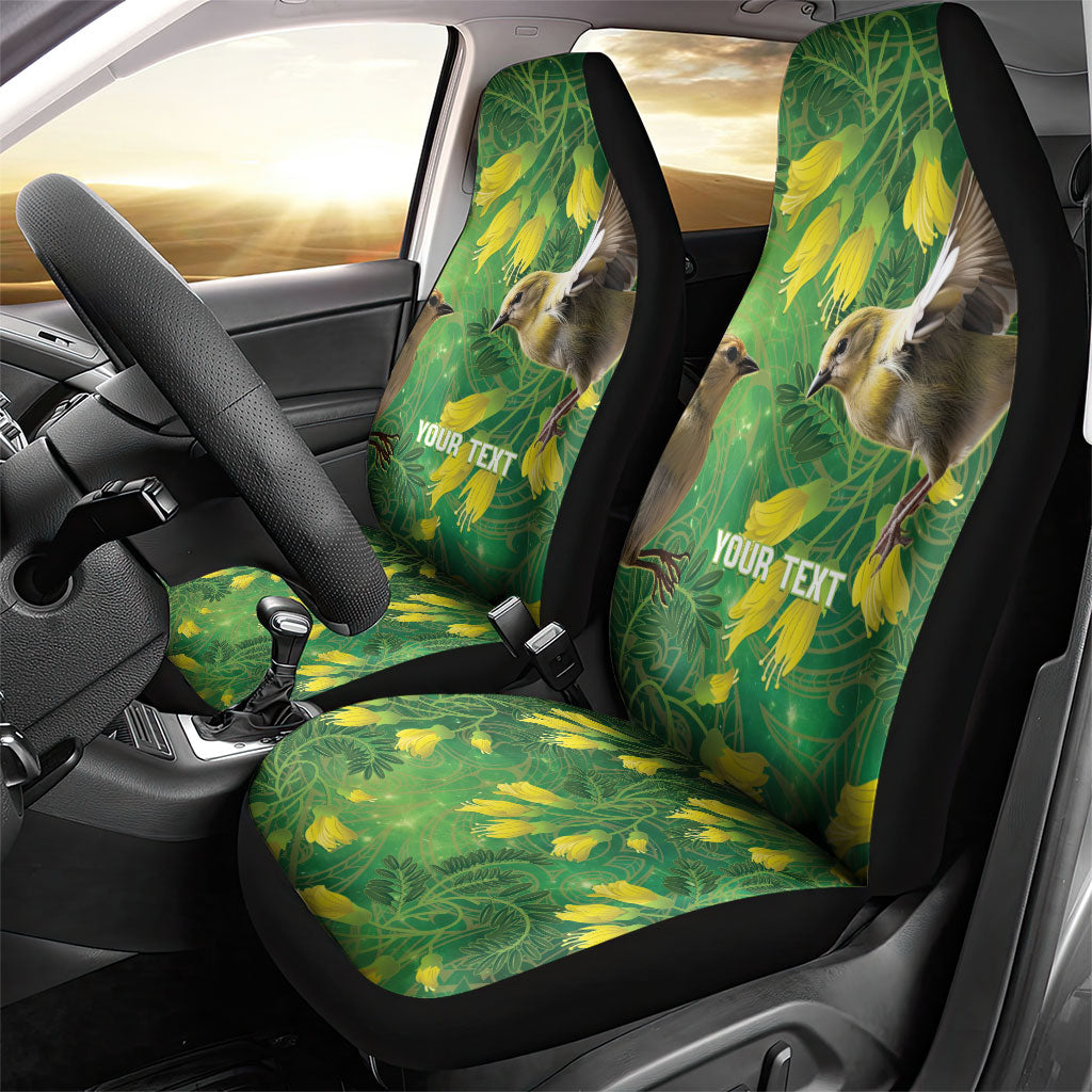 Bellbird New Zealand Personalised Car Seat Cover Kowhai Flower Maori Pattern