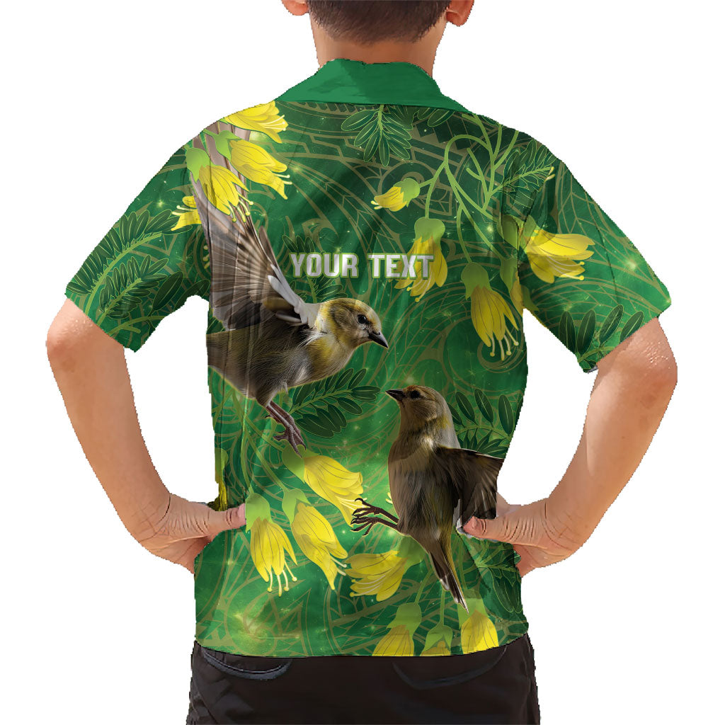 Bellbird New Zealand Personalised Family Matching Off Shoulder Maxi Dress and Hawaiian Shirt Kowhai Flower Maori Pattern LT22 - Polynesian Pride