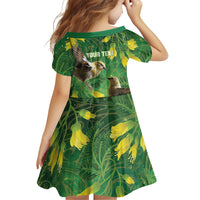 Bellbird New Zealand Personalised Family Matching Off Shoulder Maxi Dress and Hawaiian Shirt Kowhai Flower Maori Pattern LT22 - Polynesian Pride