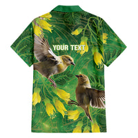 Bellbird New Zealand Personalised Family Matching Off Shoulder Maxi Dress and Hawaiian Shirt Kowhai Flower Maori Pattern LT22 - Polynesian Pride