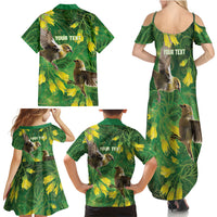 Bellbird New Zealand Personalised Family Matching Summer Maxi Dress and Hawaiian Shirt Kowhai Flower Maori Pattern LT22 - Polynesian Pride