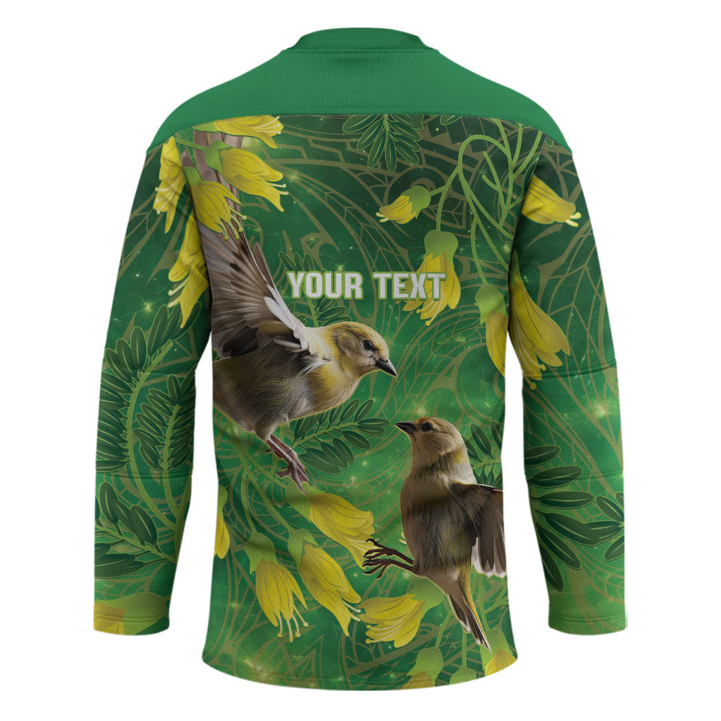 Bellbird New Zealand Personalised Hockey Jersey Kowhai Flower Maori Pattern
