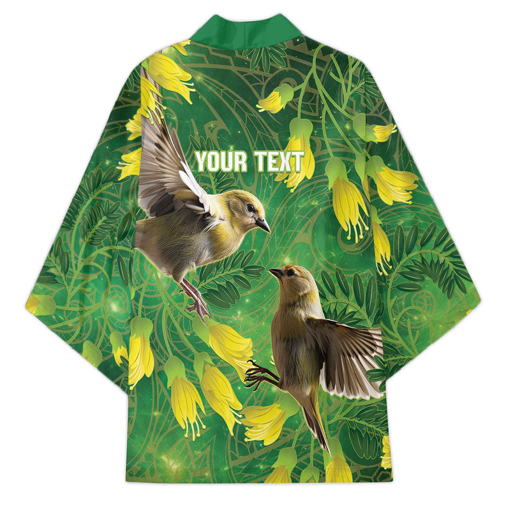 Bellbird New Zealand Personalised Kimono Kowhai Flower Maori Pattern