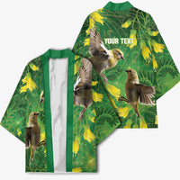 Bellbird New Zealand Personalised Kimono Kowhai Flower Maori Pattern