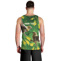 Bellbird New Zealand Personalised Men Tank Top Kowhai Flower Maori Pattern
