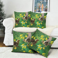 Bellbird New Zealand Personalised Pillow Cover Kowhai Flower Maori Pattern