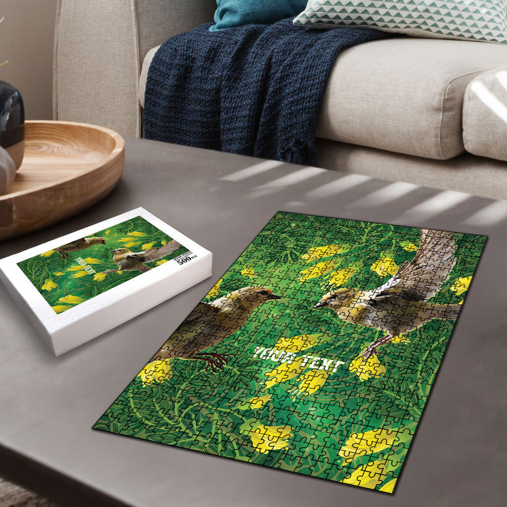 Bellbird New Zealand Personalised Puzzle Kowhai Flower Maori Pattern