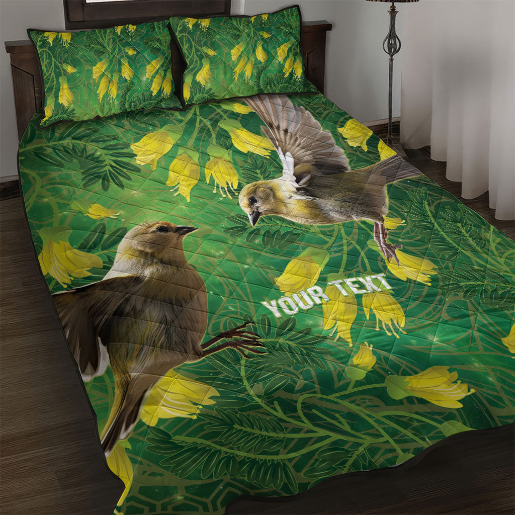 Bellbird New Zealand Personalised Quilt Bed Set Kowhai Flower Maori Pattern